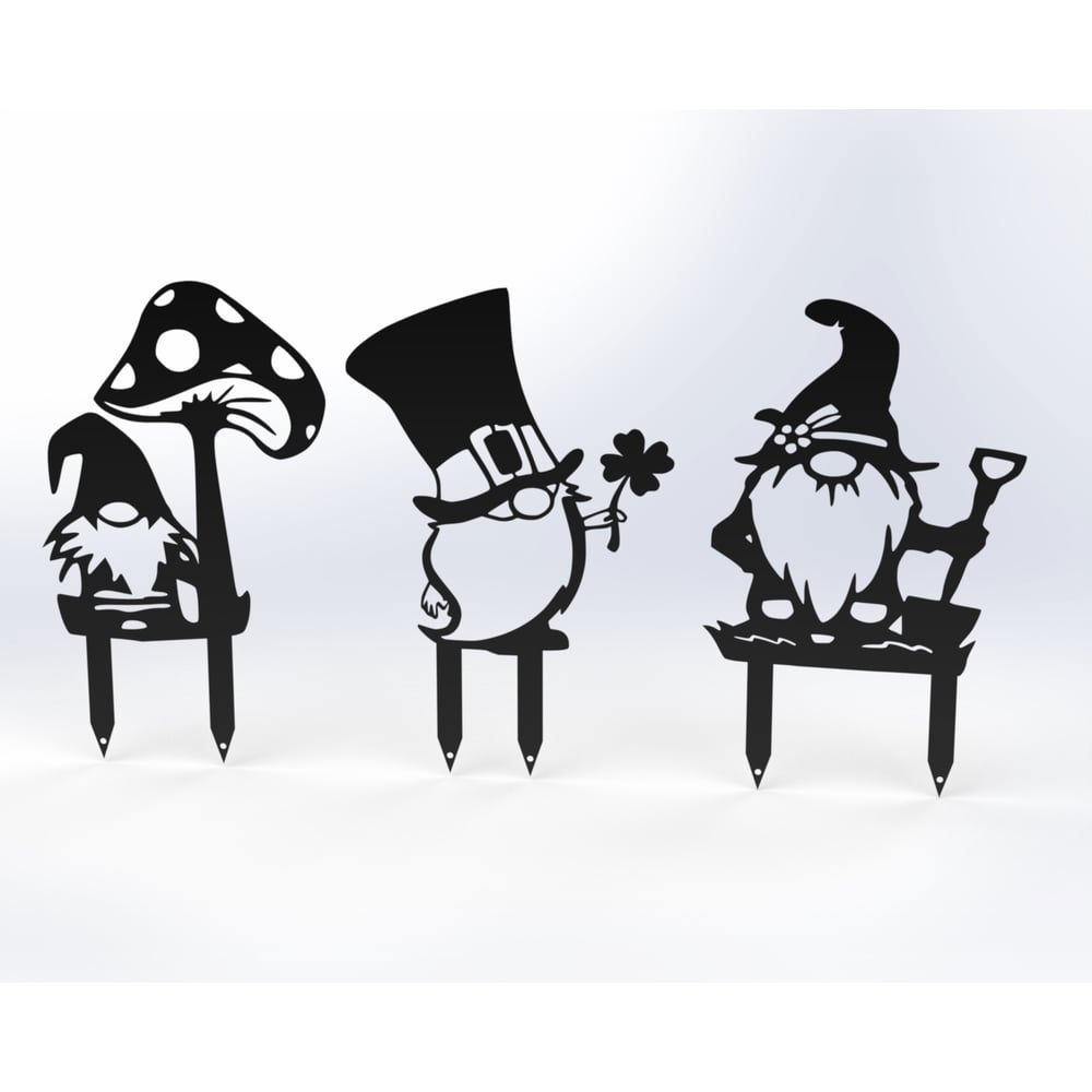 Изображение товара Фигурки садовые металлические Металекс Гномики комплект 3 шт черные