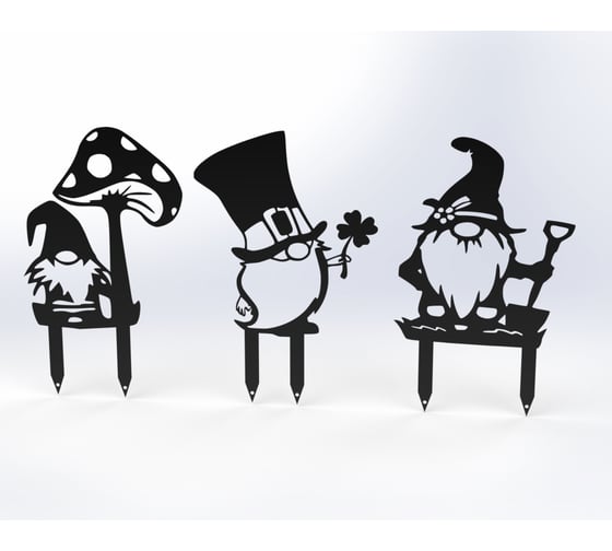 Изображение товара Фигурки садовые металлические Металекс "Гномики" комплект 3 шт, тип 1, черный 115056