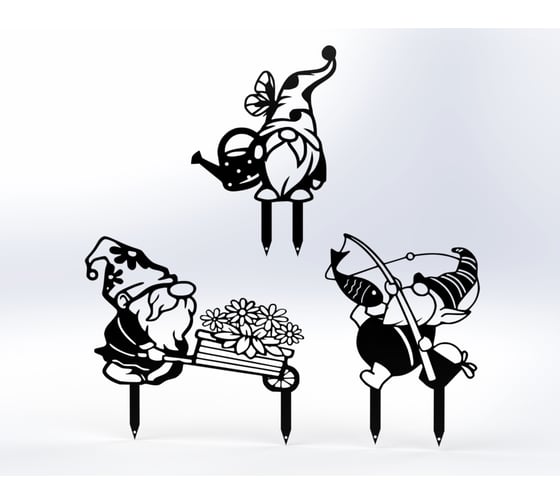 Изображение товара Фигурки садовые металлические Металекс "Гномики" комплект 3 шт, тип 2, черный 115057