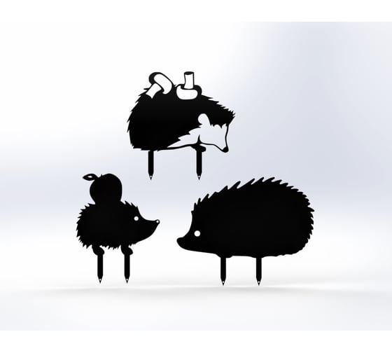 Изображение товара Фигурки садовые металлические Металекс "Ёжики" комплект 3 шт, тип 1, черный 115110