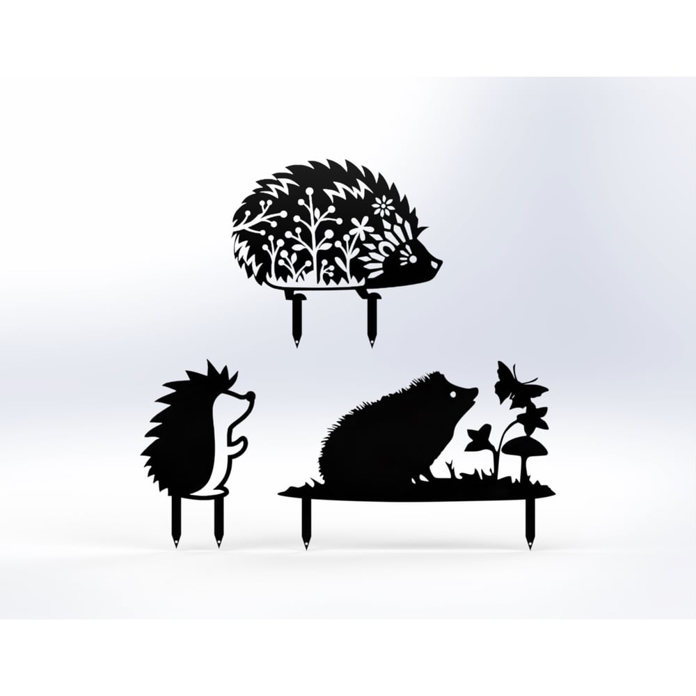 Изображение товара Садовые металлические фигурки Ёжики Комплект 3 шт Металекс Черные