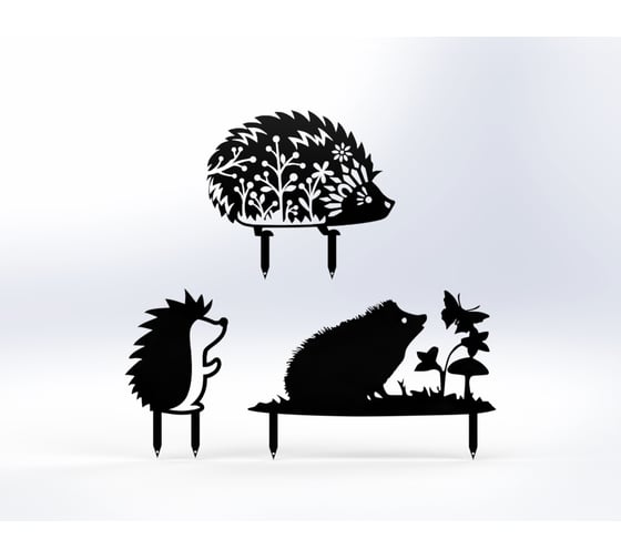 Изображение товара Фигурки садовые металлические Металекс "Ёжики" комплект 3 шт, тип 2, черный 115111