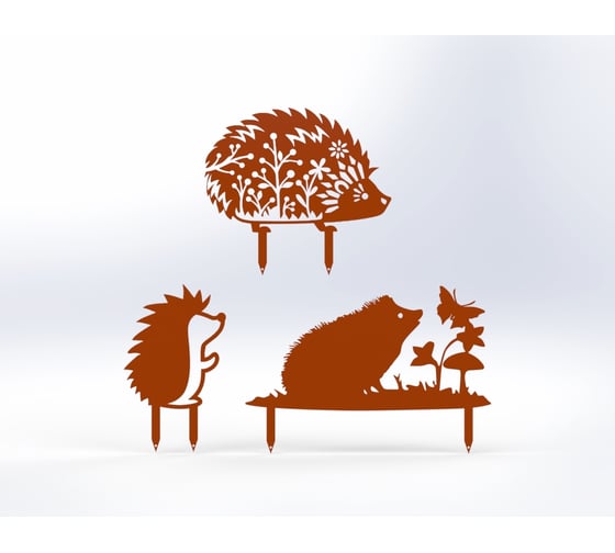 Изображение товара Фигурки садовые металлические Металекс "Ёжики" комплект 3 шт, тип 2, оранжевый 115129