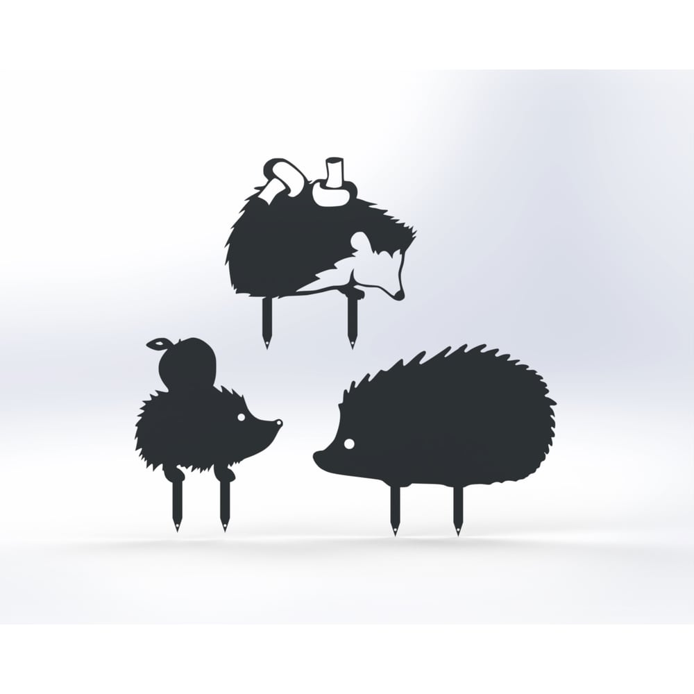 Изображение товара Садовые металлические фигурки Ёжики комплект 3 шт Металекс серые