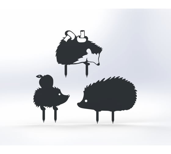 Изображение товара Фигурки садовые металлические Металекс "Ёжики" комплект 3 шт, тип 1, серый 115119