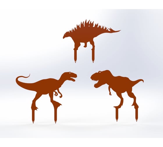 Изображение товара Фигурки садовые металлические Металекс "Динозавры" комплект 3 шт, тип 2, оранжевый 115102