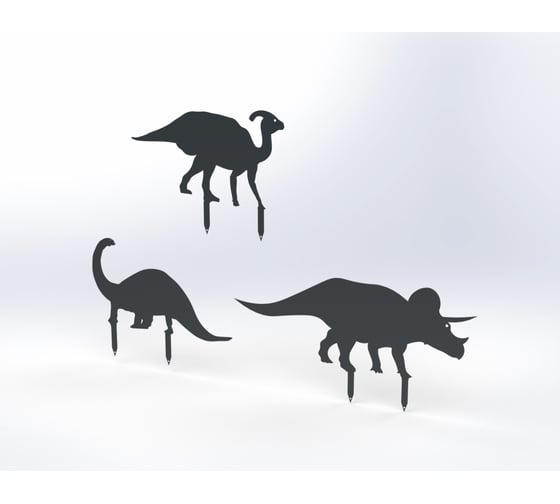 Изображение товара Фигурки садовые металлические Металекс "Динозавры" комплект 3 шт, комплект 1, серый 115092