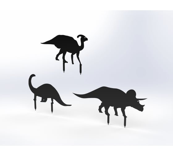 Изображение товара Фигурки садовые металлические Металекс "Динозавры" комплект 3 шт, комплект 1, черный 115083