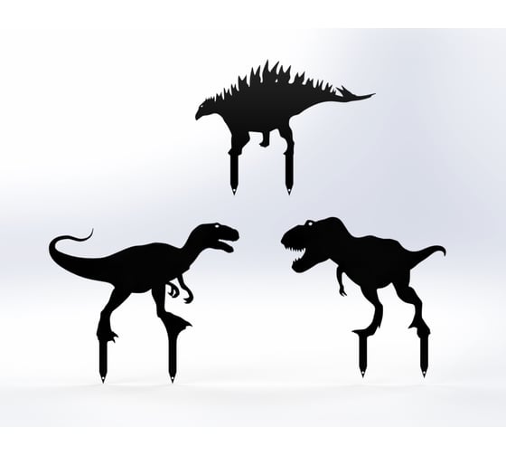 Изображение товара Фигурки садовые металлические Металекс "Динозавры" комплект 3 шт, комплект 2, черный 115084