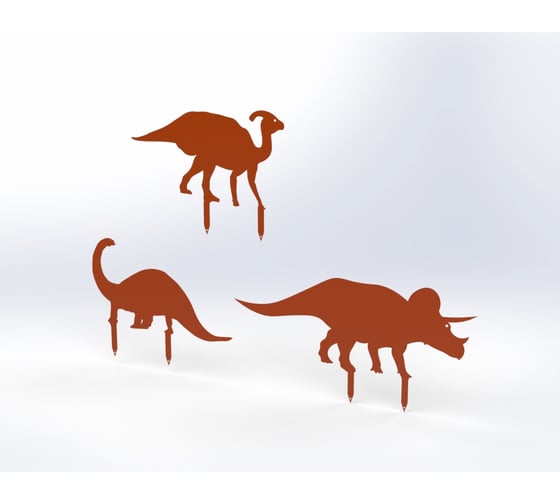 Изображение товара Фигурки садовые металлические Металекс "Динозавры" комплект 3 шт, тип 1, оранжевый 115101