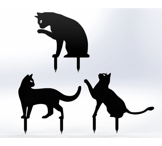 Изображение товара Фигурки садовые металлические Металекс "Котики" комплект 3 шт, тип 2, черный 115030