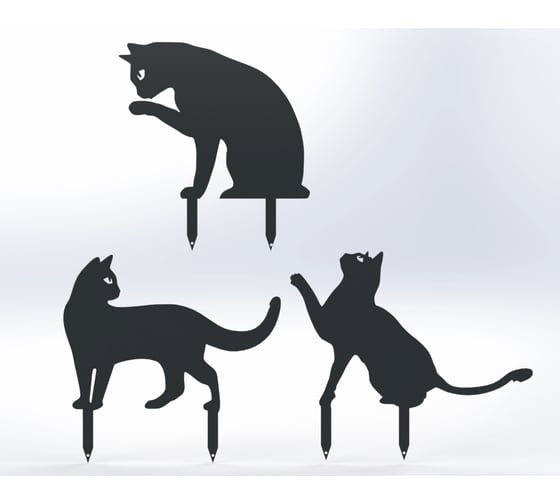 Изображение товара Фигурки садовые металлические Металекс "Котики" комплект 3 шт, тип 2, серый 115039