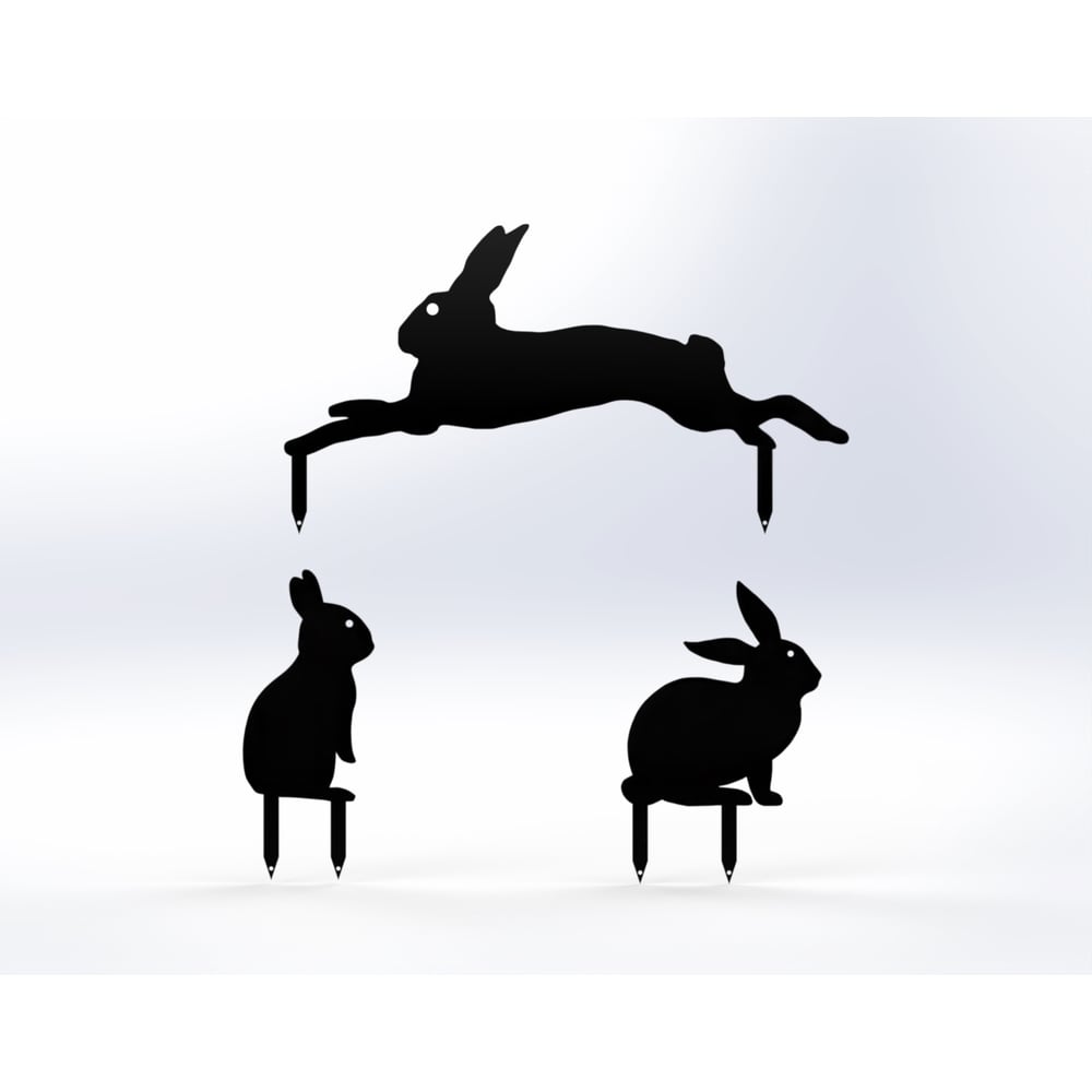 Изображение товара Садовые металлические фигурки Зайки комплект 3 шт черный Металекс