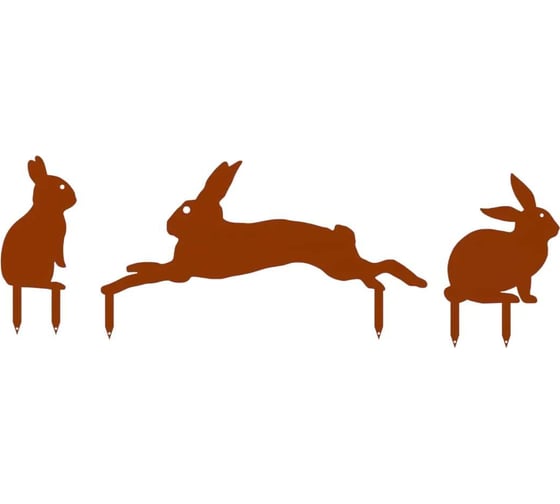 Изображение товара Фигурки садовые металлические Металекс "Зайки" комплект 3 шт, тип 1, оранжевый 115155