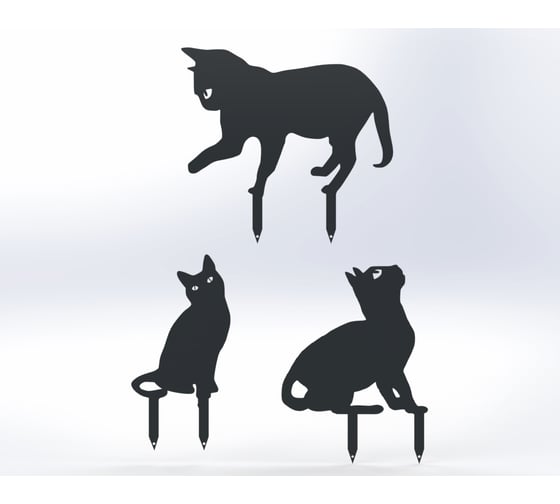 Изображение товара Фигурки садовые металлические Металекс "Котики" комплект 3 шт, тип 1, серый 115038