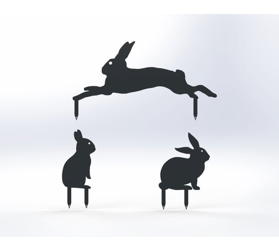 Изображение товара Фигурки садовые металлические Металекс "Зайки" комплект 3 шт, тип 1, серый 115146