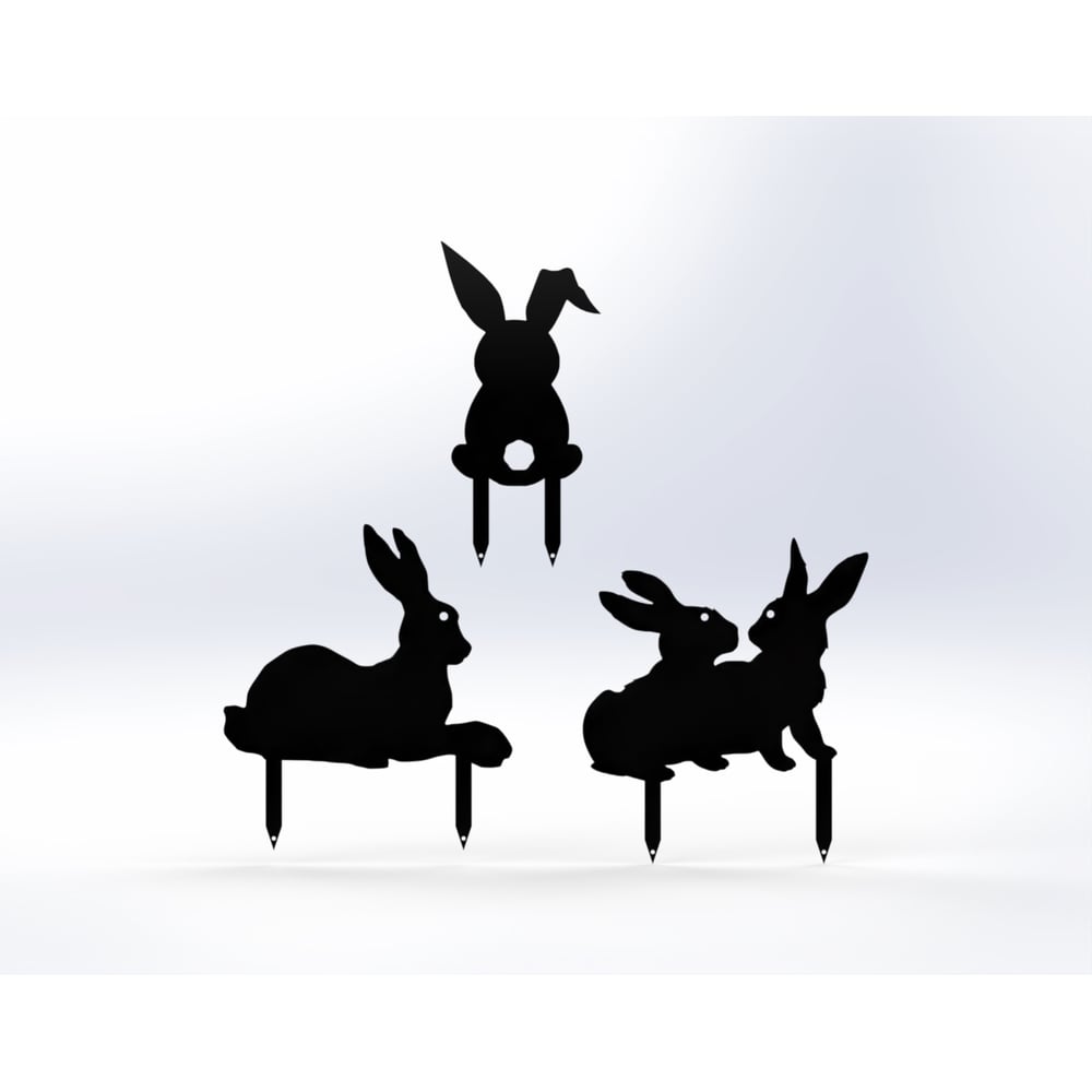 Изображение товара Металлические садовые фигурки Зайки комплект 3 шт черный Металекс 115138