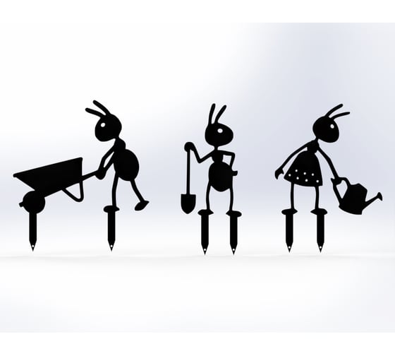 Изображение товара Фигурки садовые металлические Металекс "Муравьи" комплект 3 шт, тип 2, черный 115003