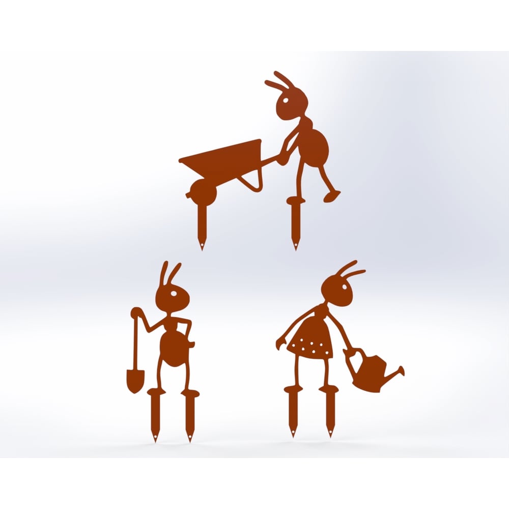 Изображение товара Садовые фигурки Металекс "Муравьи" из стали, оранжевые, 3 шт