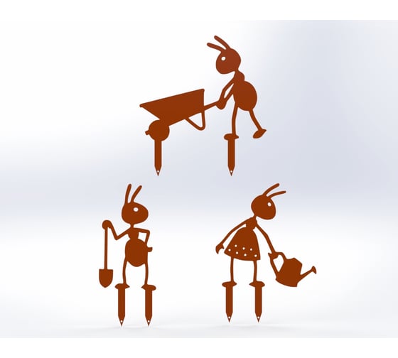 Изображение товара Фигурки садовые металлические Металекс "Муравьи" комплект 3 шт, тип 2, оранжевый 115021