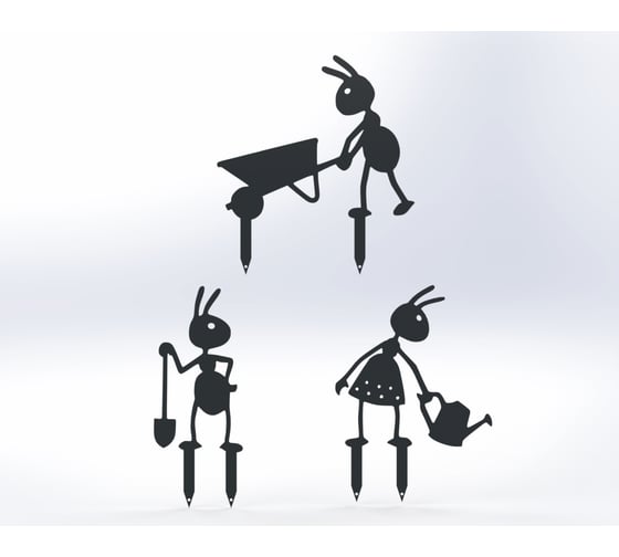 Изображение товара Фигурки садовые металлические Металекс "Муравьи" комплект 3 шт, тип 2, серый 115012