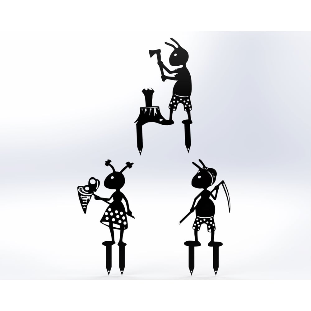 Изображение товара Металекс комплект 3 садовых металлических фигурок Муравьи из стали черный