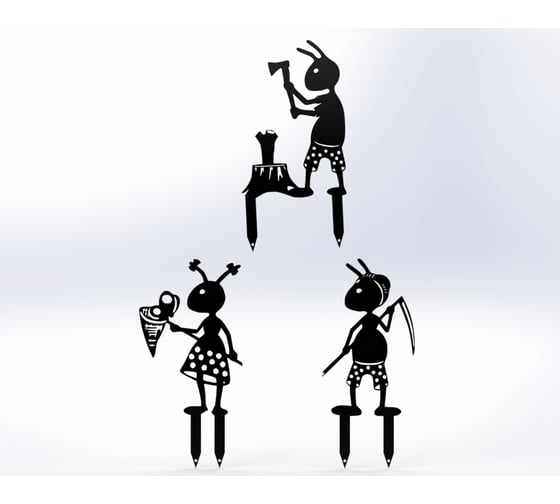 Изображение товара Фигурки садовые металлические Металекс "Муравьи" комплект 3 шт, тип 1, черный 115002