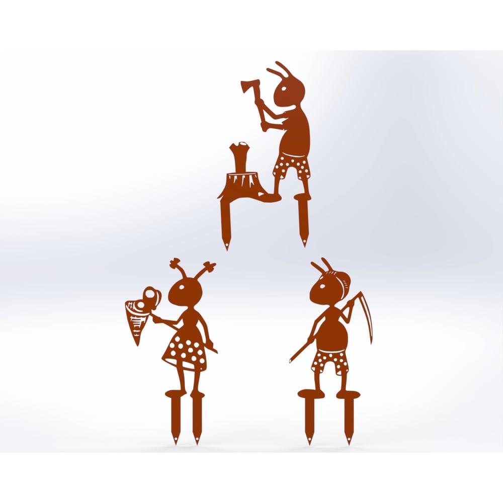 Изображение товара Металлические садовые фигурки Муравьи оранжевые комплект 3 шт Металекс