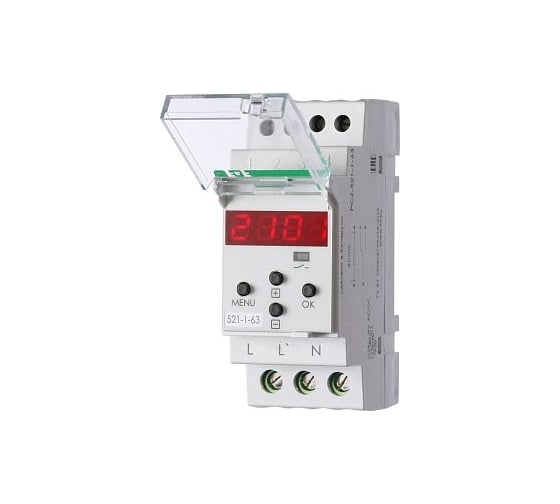 Изображение товара Реле времени Евроавтоматика F&F PCZ-521-1-63 одноканальное, 150 пар вкл./выкл., суточный и недельный циклы работы, 2 модуля, монтаж на DIN-рейке EA02.002.020