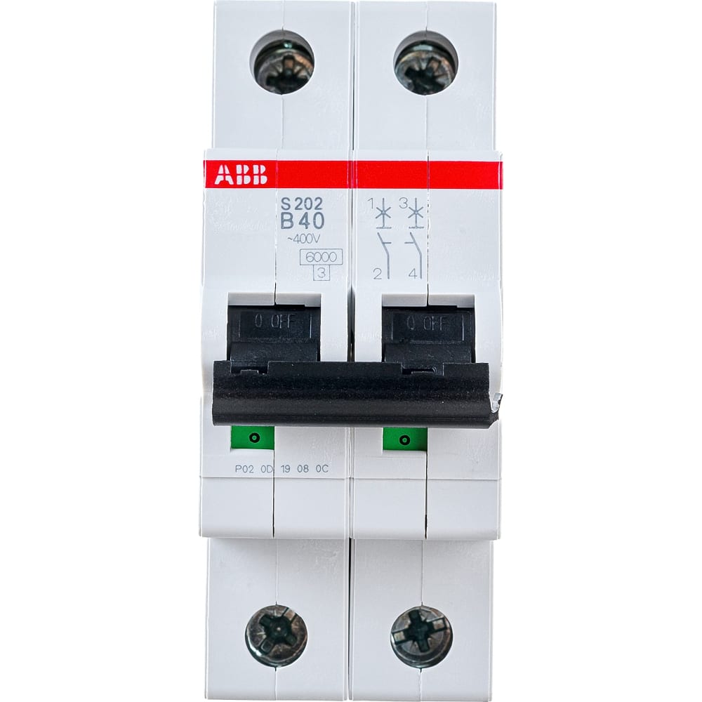 2-полюсный автоматический выключатель ABB, цвет серый