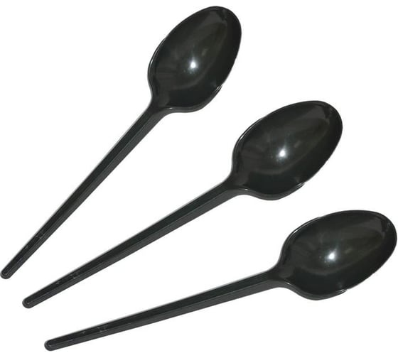 Изображение товара Ложка одноразовая столовая ООО Комус 165 мм, ПС, черная, 2800 шт 1696547