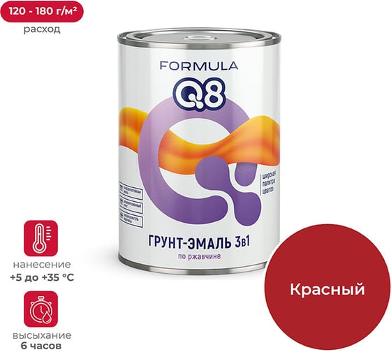Изображение товара Грунт-эмаль по ржавчине ПРЕСТИЖ FORMULA Q8 красный, 0.9 кг 52033