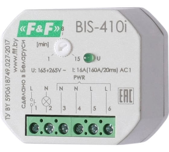 Изображение товара Реле импульсное (бистабильное) Евроавтоматика F&F BIS-410i (LED) С встроенным таймером установка в монтажную коробку O60мм EA01.005.016