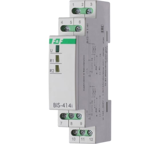 Изображение товара Реле импульсное (бистабильное) Евроавтоматика F&F BIS-414i (LED) Управление двумя нагрузками, установка на DIN-рейку, EA01.005.020