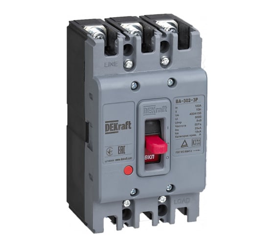 Изображение товара Силовой автоматический выключатель для защиты двигателя DEKraft 3P 40А 25кА ВА-302 22805DEK