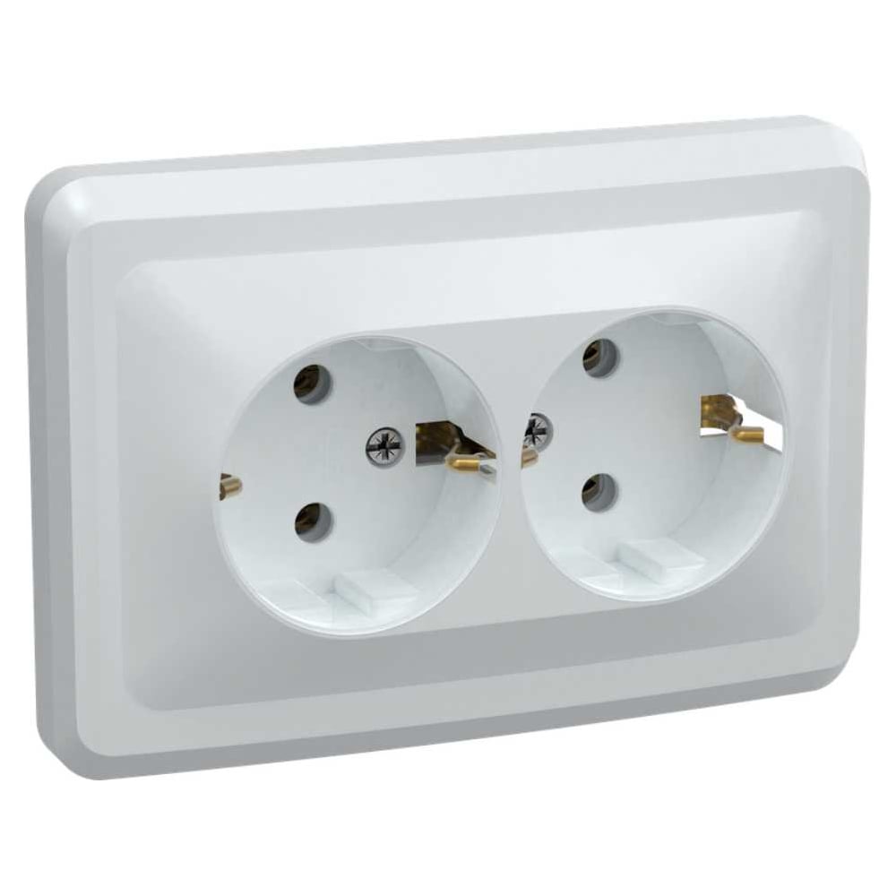 Изображение товара Розетка GENERICA 2местн. с з/к без защ.штор. 16А ВЕГА белый ERV21-K01-16-DM