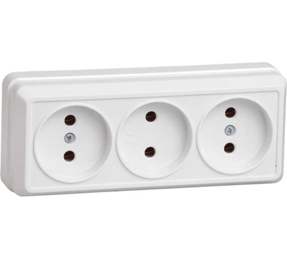 Изображение товара Розетка GENERICA 3местн. без з/к 10А откр.уст. ОКТАВА белый ERO30-K01-10-DC