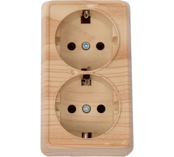 Изображение товара Розетка GENERICA 2местн. с з/к 16А откр.уст. ОКТАВА сосна ERO21-K03-16-DC