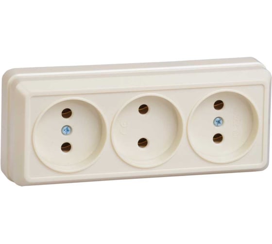 Изображение товара Розетка GENERICA 3местн. без з/к 10А откр.уст. ОКТАВА кремовый ERO30-K33-10-DC