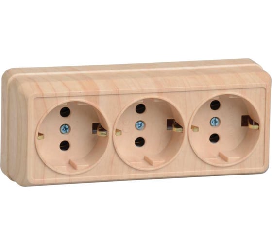 Изображение товара Розетка GENERICA 3местн. с з/к 16А откр.уст. ОКТАВА сосна ERO31-K03-16-DC