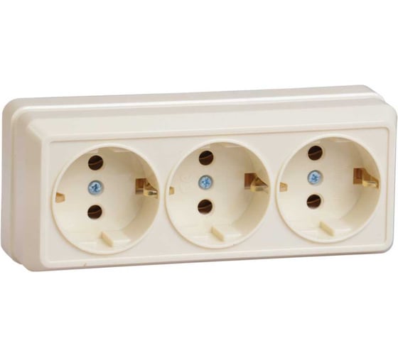 Изображение товара Розетка GENERICA 3местн. с з/к 16А откр.уст. ОКТАВА кремовый ERO31-K33-16-DC