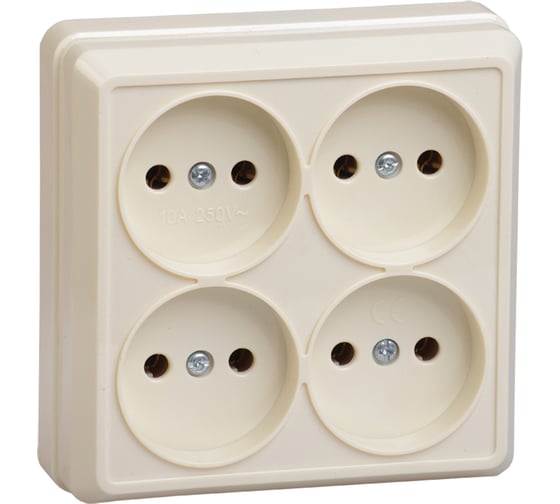 Изображение товара Розетка GENERICA 4местн. без з/к 10А откр.уст. ОКТАВА кремовый ERO40-K33-10-DC