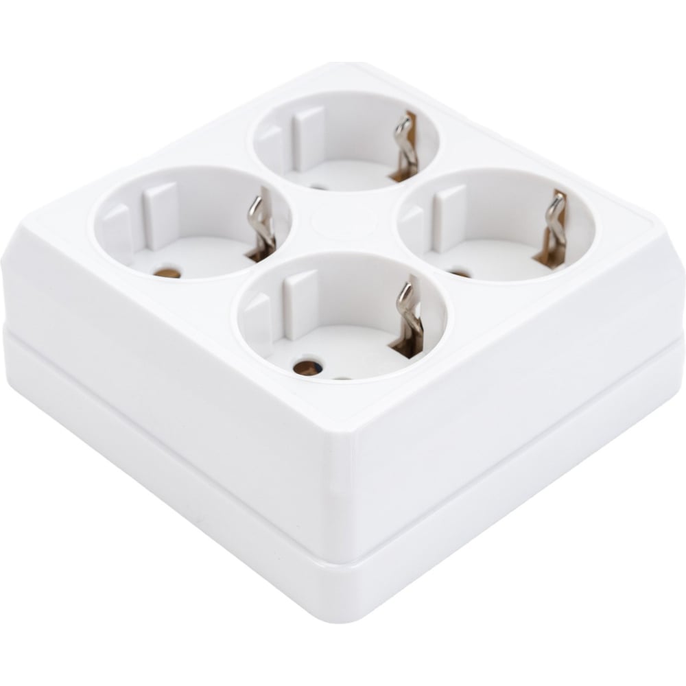 Изображение товара Четырехместная розетка IEK РС24-3-ОБ с заземлением, белая, 16А, открытая установка