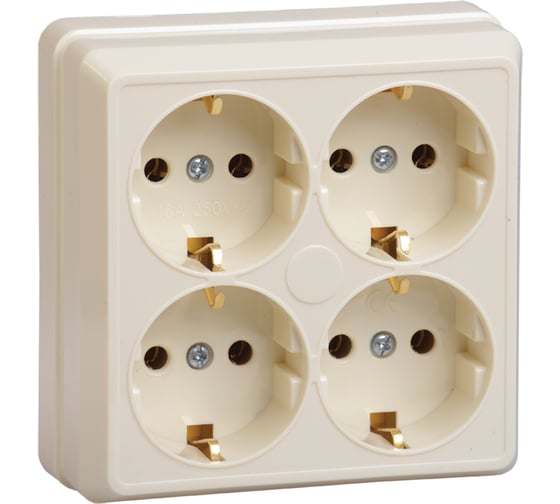 Изображение товара Розетка GENERICA 4местн. с з/к 16А откр.уст. ОКТАВА кремовый ERO41-K33-16-DC