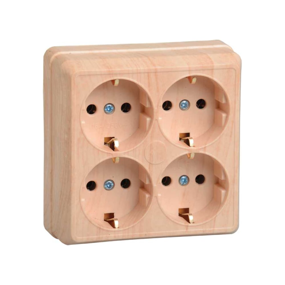 Изображение товара Четырехместная розетка IEK РС24-3-ОС 16А для внутреннего монтажа сосна серия Октава