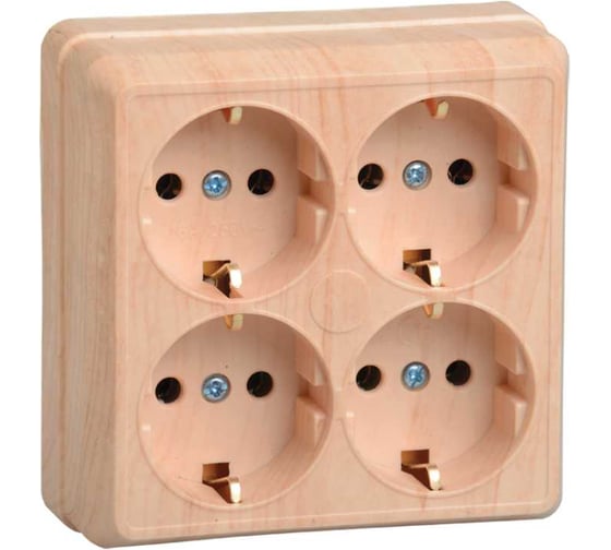 Изображение товара Розетка GENERICA 4местн. с з/к 16А откр.уст. ОКТАВА сосна ERO41-K03-16-DC