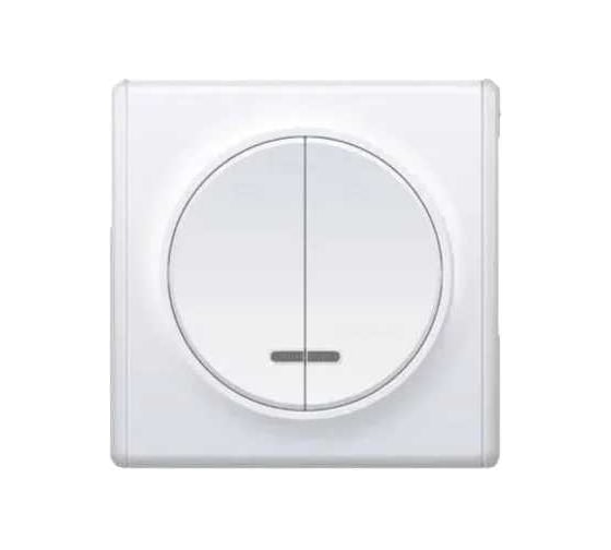 Изображение товара Комплект OneKeyElectro Выключатель двухклавишный с подсветкой (1 шт.); рамка (1 шт.), цвет белый 2242878