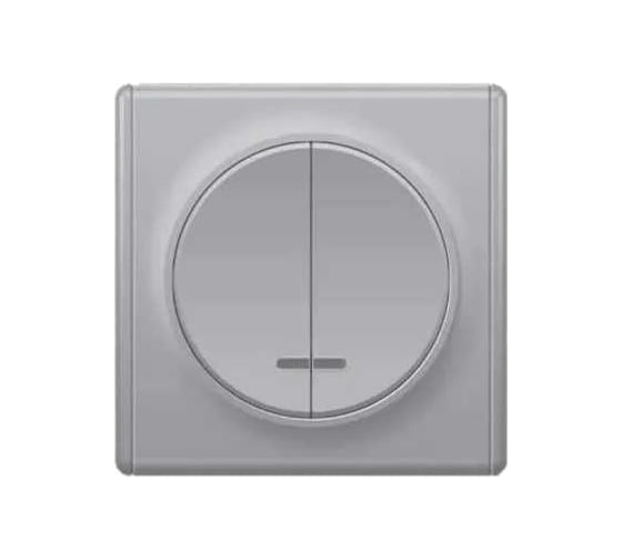 Изображение товара Комплект OneKeyElectro Выключатель двухклавишный с подсветкой (1 шт.); рамка (1 шт.), цвет серый 2242879