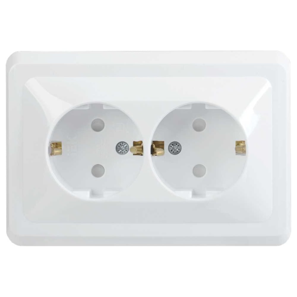 Изображение товара 2-местная розетка с защитными шторками IEK ВЕГА РСш12-3-ВБ 16А белая