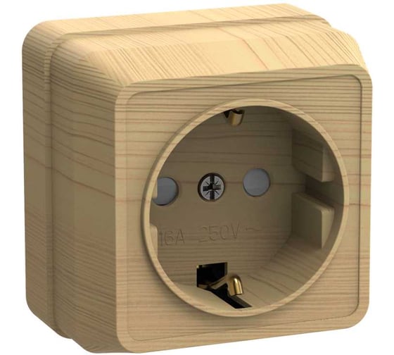 Изображение товара Розетка GENERICA 1местн. c з/к с защ.штор. 16А откр.уст. ОКТАВА сосна ERO14-K03-16-DC